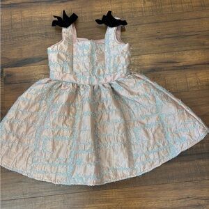 A Loves A Girls Glitter Velvet Bow Party Dress Size 6 Pink Silver NWT